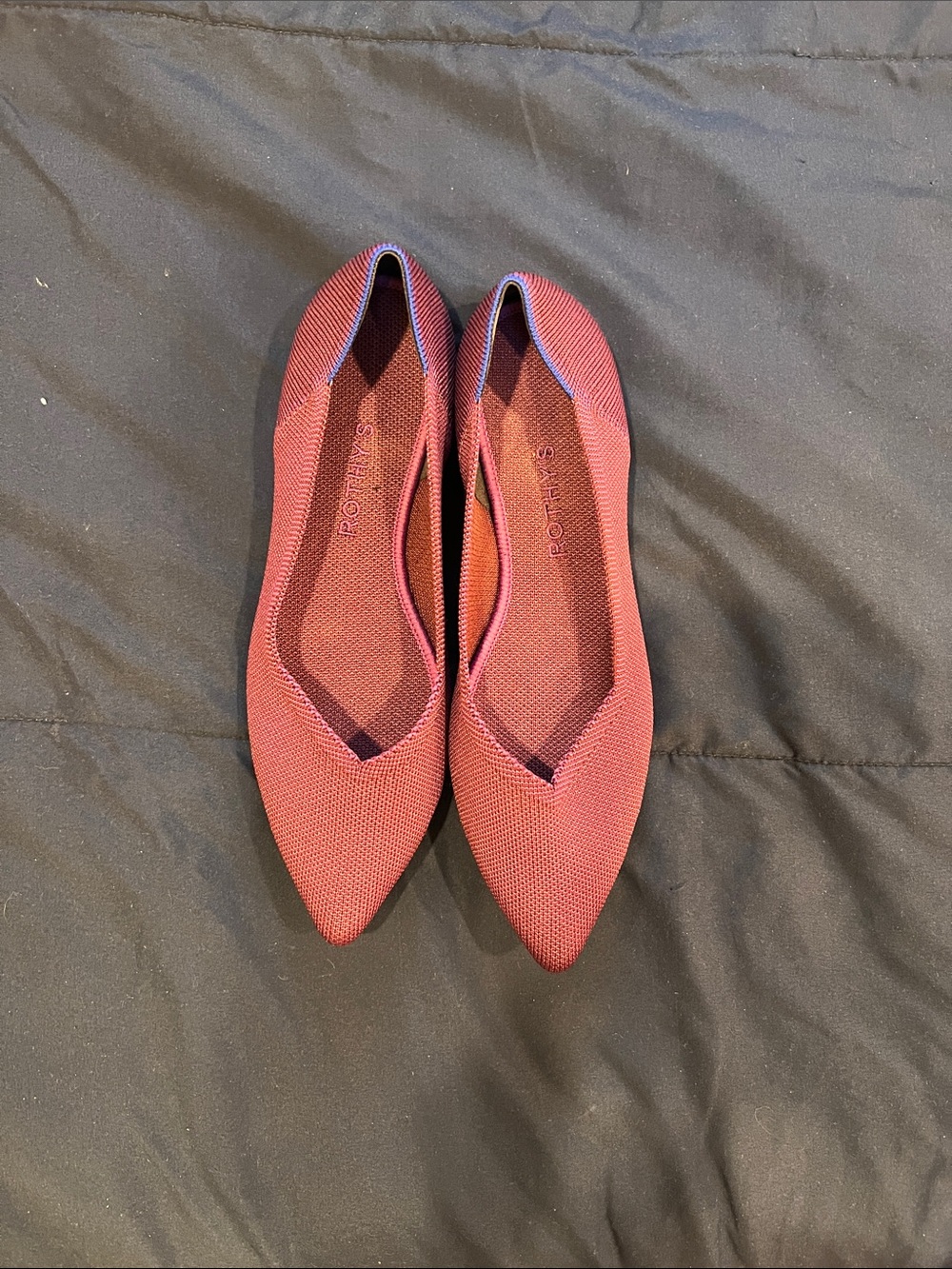 Rothy's Burgundy Pointed-Toe Knit Flats